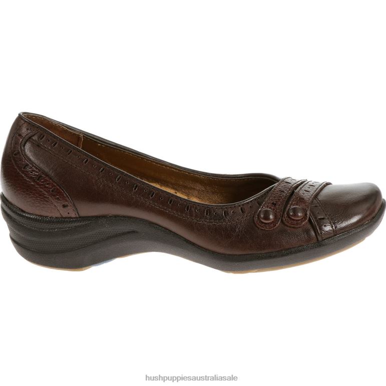 Dark Brown Leather Burlesque Women Hush Puppies Casual Shoes F264D234