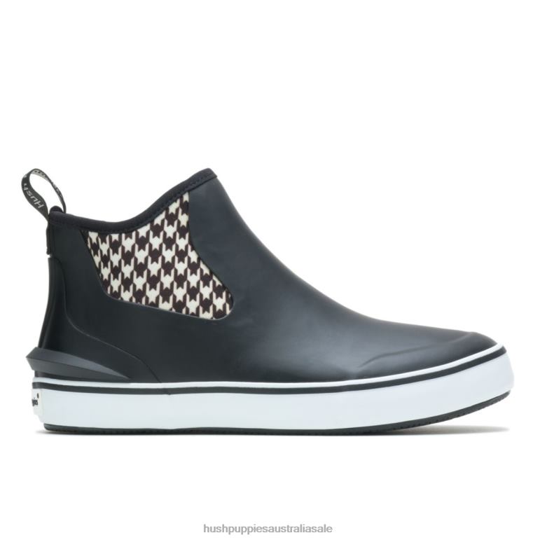 Black/Houndstooth Rain Sneaker Boot Women Hush Puppies Sneaker F264D150