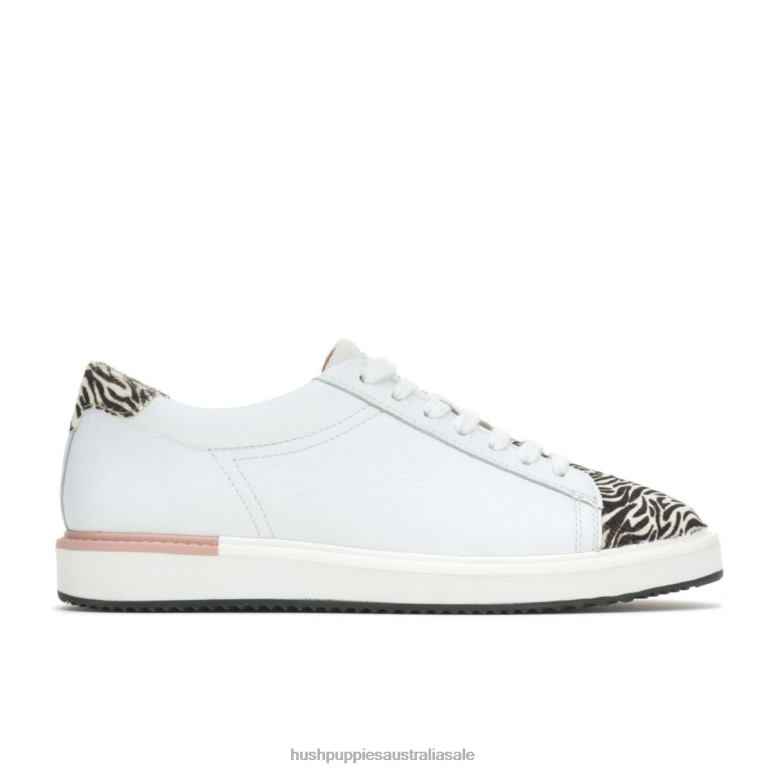 White Leather/Zebra Sabine Sneaker Women Hush Puppies Sneaker F264D140